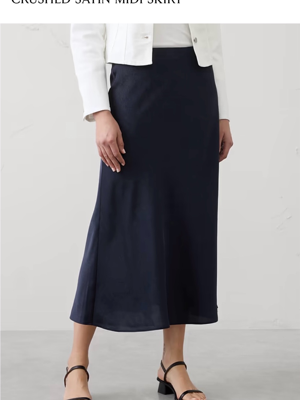 Banana Republic Navy Satin Midi Skirt